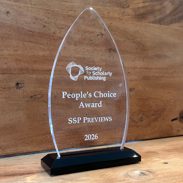 Society for Scholarly Publishing People’s Choice Award trophy, SSP Previews 2026